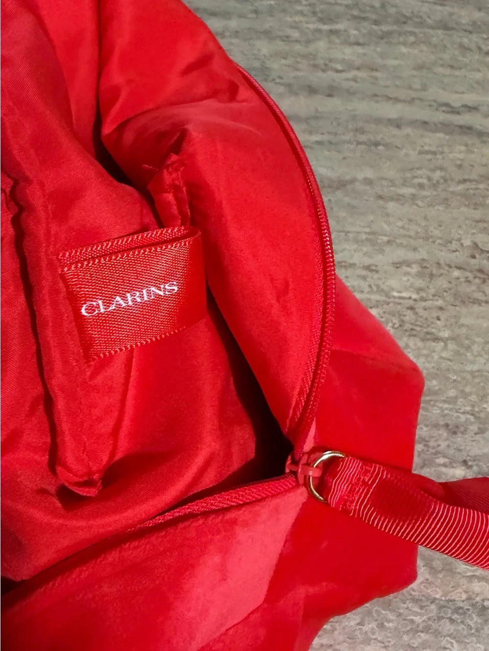 Clarins Bright Red Velvet Travel Cosmetic Pouch